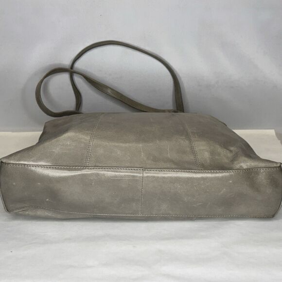 Hobo The Original Gray Leather Shoulder Handbag Purse Tote Double Strap Handle - Picture 9 of 12